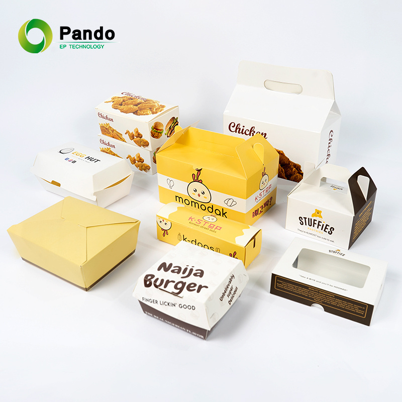 Wholesale Custom Print Food Grade Burger Box Cardboard Packaging Fast Food Take Out Compartment Fired Chicken Boxes