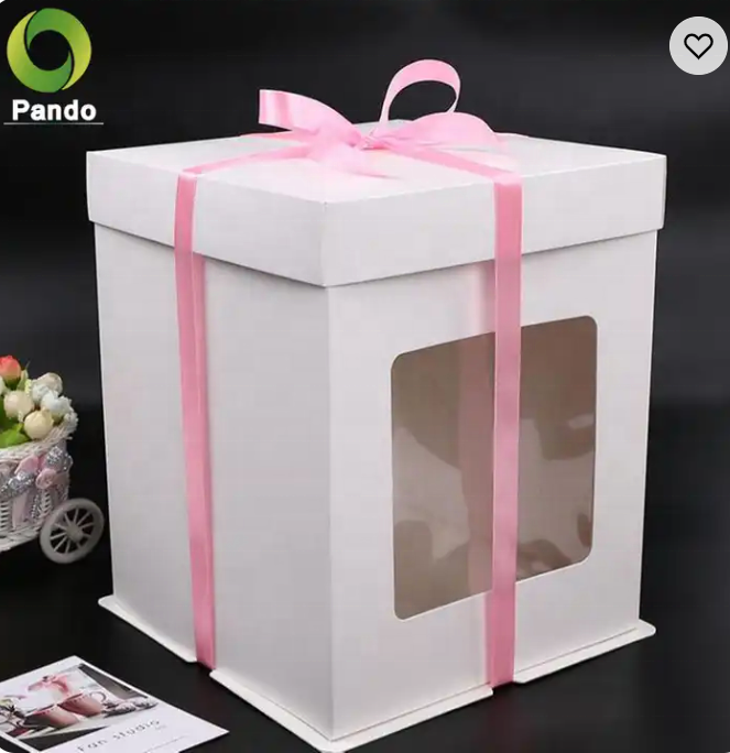 White Square Cheap Surprise Birthday Party Wedding Paper Cake Boxes For Cakes Wholesale