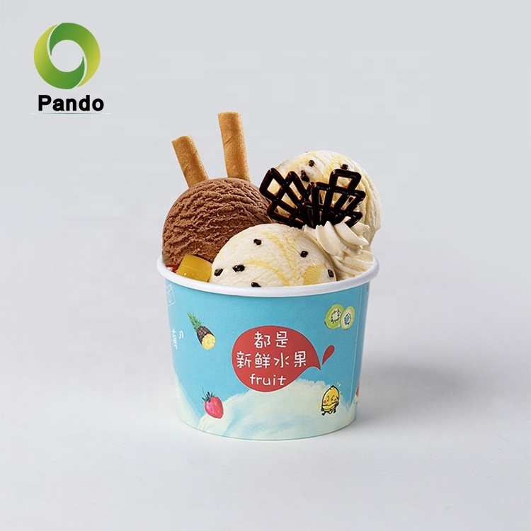 Custom Logo 8 12 16oz Disposable Food Grade Packaging Biodegradable Ice Cream Wrapping Paper Bowl