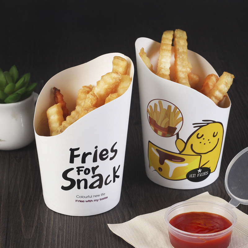 Custom Unique Paper Scoop Cup kraft French Fries Cup printed Paper French Fries Cone Holder