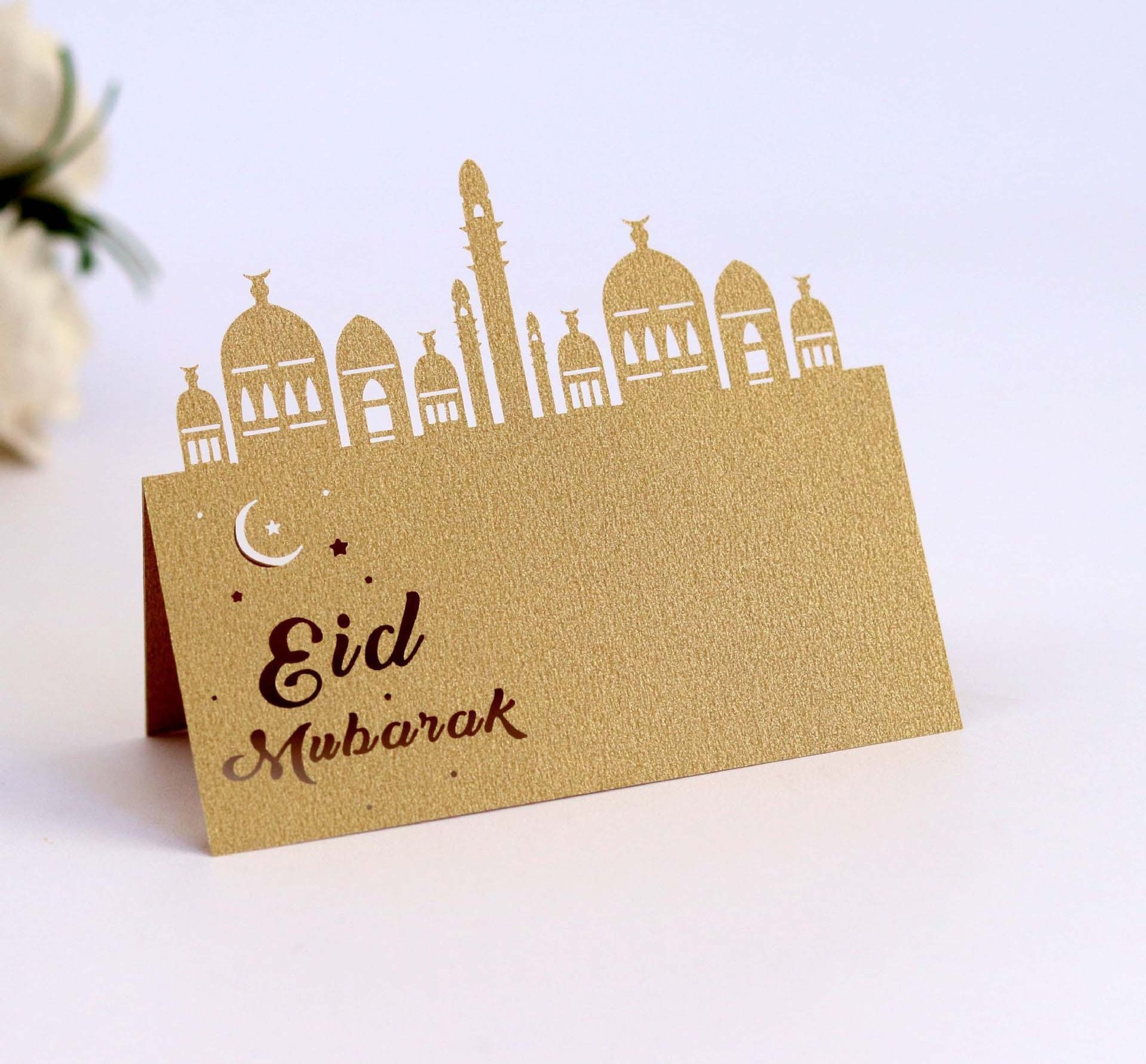 EASTTERNEid Ramadan Greeting Table Card With Envelope Sticker Print Logo Blank Moon Stars Invitation Note Cards in Bulk