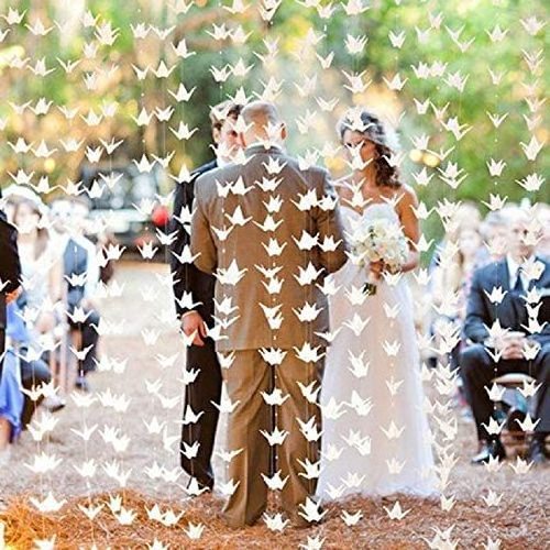 EASTTERN Bridal Shower Wedding Party Background Decorations Streamer Curtain 10 Strings White Origami Paper Crane Garlands