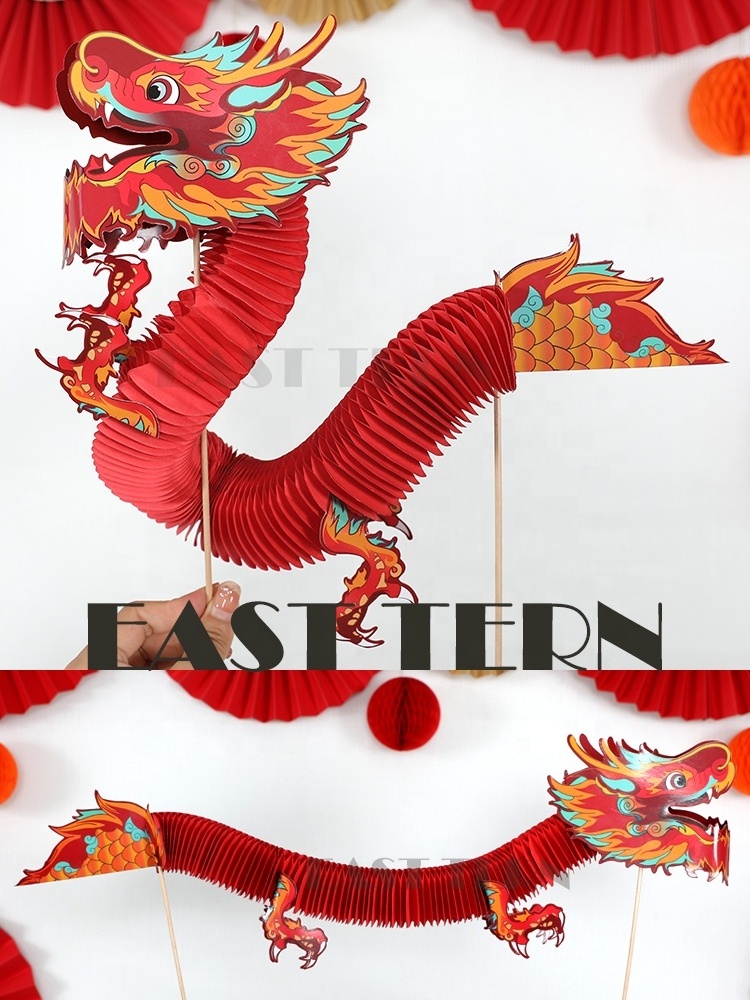 EASTTERN Chinese Traditional Dragon Paper Toys Chinese Festival Gift Craft Paper Dragon For Kids party decoration