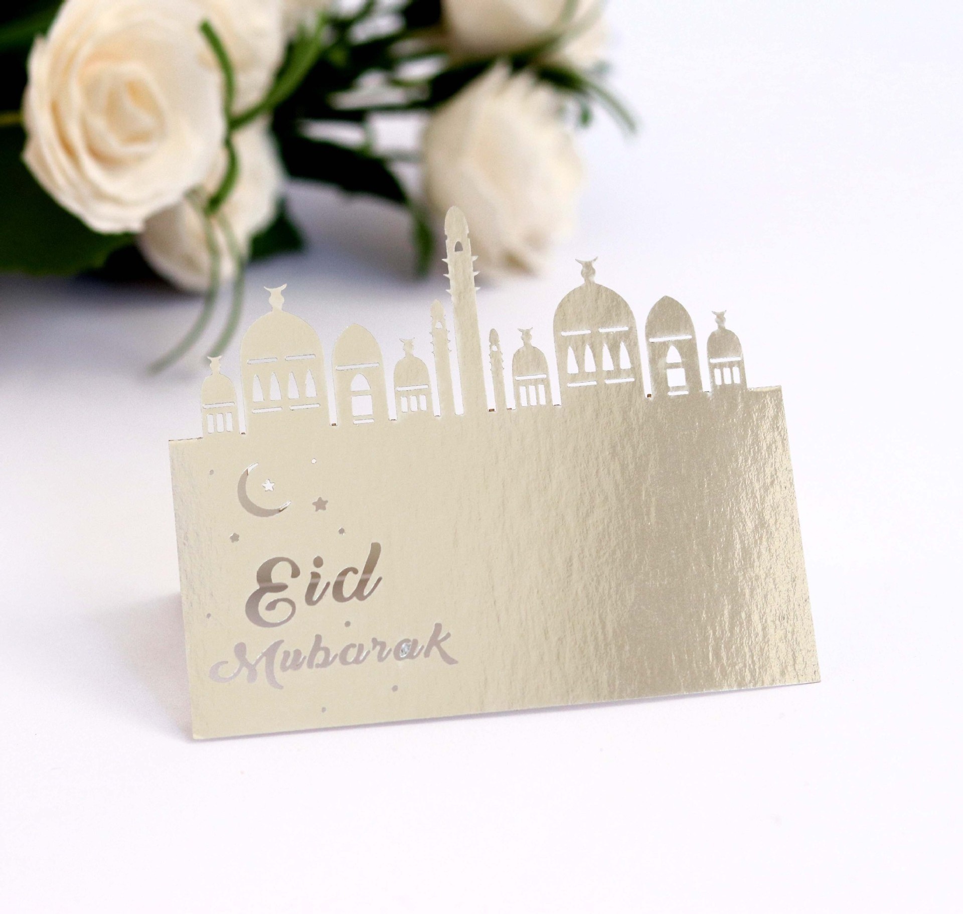 EASTTERNEid Ramadan Greeting Table Card With Envelope Sticker Print Logo Blank Moon Stars Invitation Note Cards in Bulk