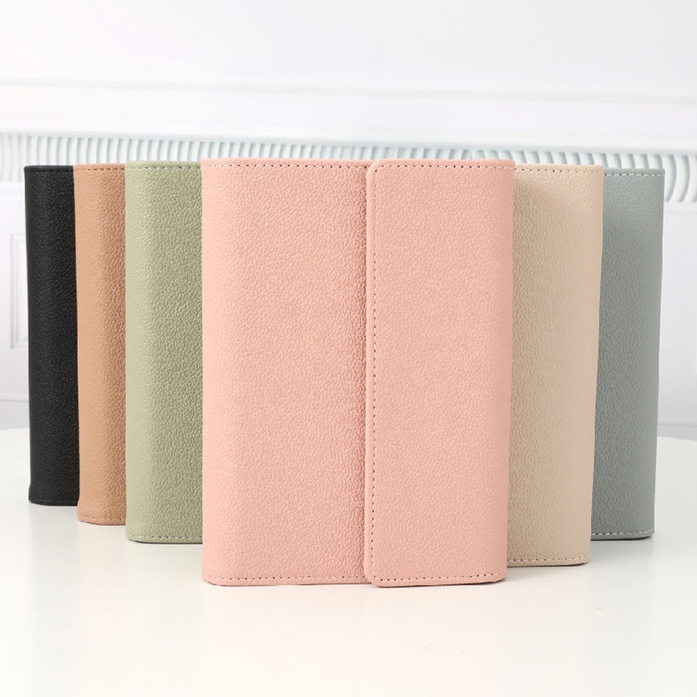 6 Colors Ready Pebble Texture A6 Gold Ring Binder Notebook Wallet as Budget Binder Wallet, Cash Wallet or Money Binder Organizer