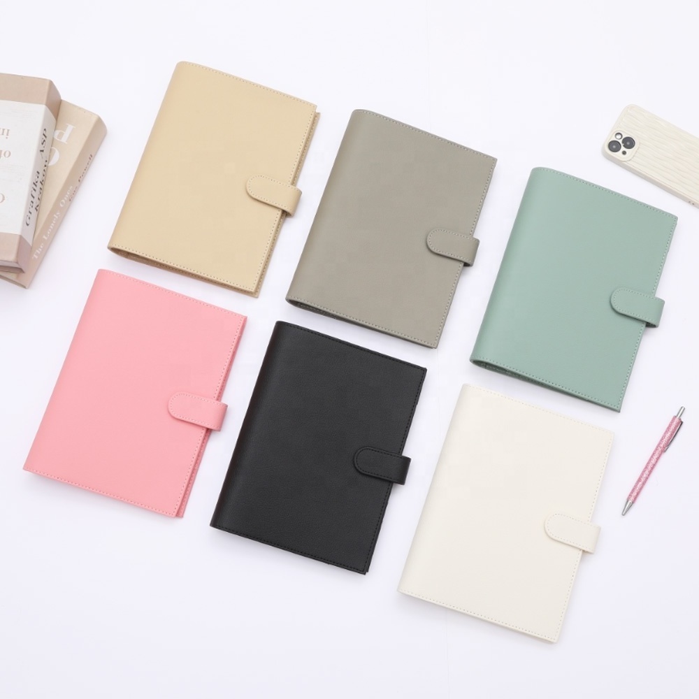 Hongbo Etsy FB TK Top Selling 35MM 6 Ring A5 Litchi Leather A5 Cash Budget Binder Planner as Document Holder / Daily Planner