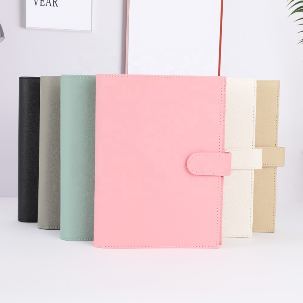 Hongbo Etsy FB TK Top Selling 35MM 6 Ring A5 Litchi Leather A5 Cash Budget Binder Planner as Document Holder / Daily Planner