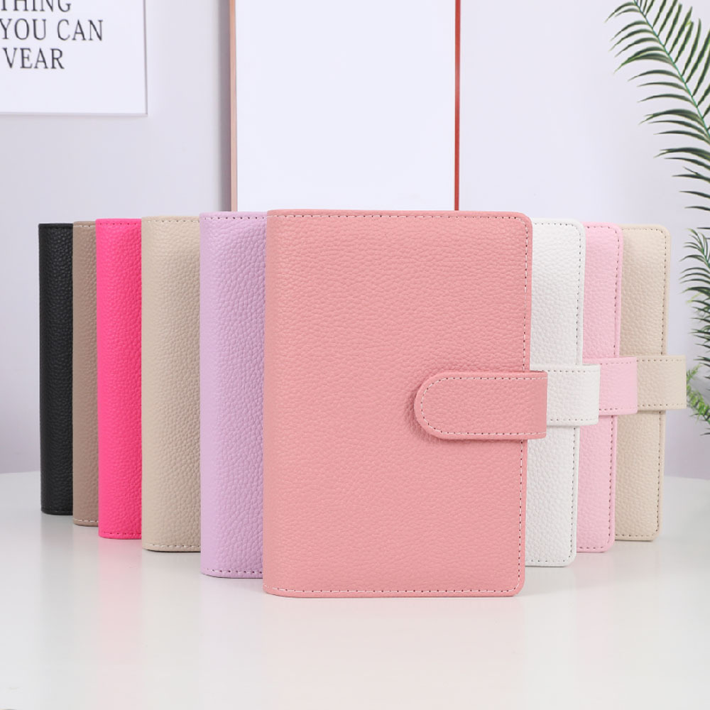 Hongbo Best Seller 9 Colored A6 Pebble Leather Budget Binder with 6 Gold Rings as Cash Savings Binder Wallets / Card Binders