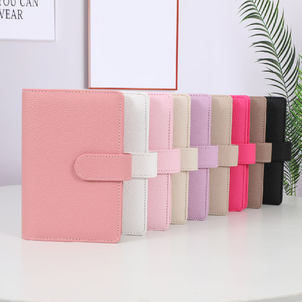 Hongbo Best Seller 9 Colored A6 Pebble Leather Budget Binder with 6 Gold Rings as Cash Savings Binder Wallets / Card Binders