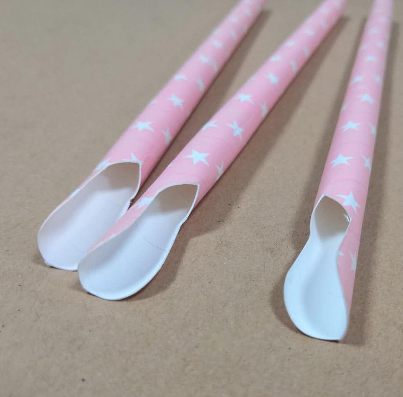 High Quality  6mm Sand Ice Scoop Spoon Paper Straws for Smoothie