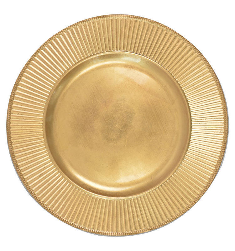 13inch Round Plastic Wedding Party Restaurant Decorative Plate Under Plate Gold Charger Plates