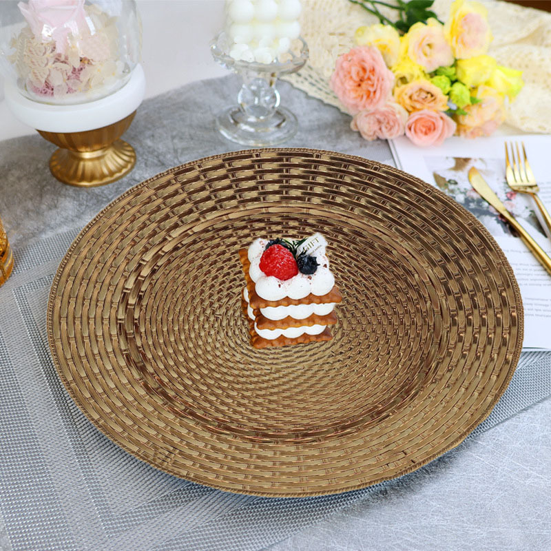 Wholesale Customized 13 Inch Charger Plate Wedding Decorative Plastic Plates Gold Dishes for Food