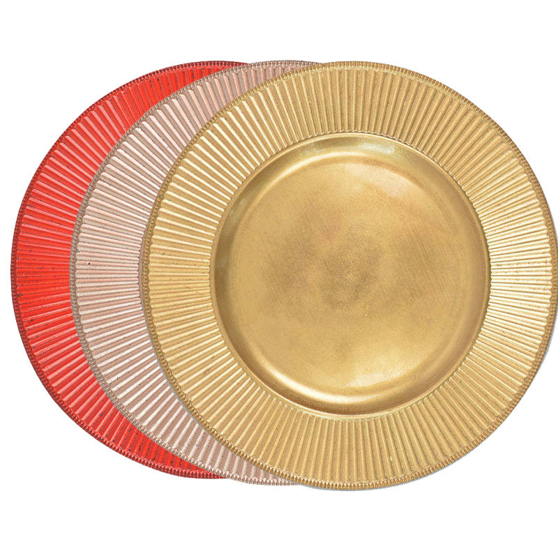 13inch Round Plastic Wedding Party Restaurant Decorative Plate Under Plate Gold Charger Plates