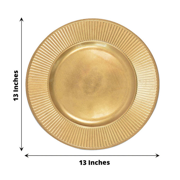 13inch Round Plastic Wedding Party Restaurant Decorative Plate Under Plate Gold Charger Plates