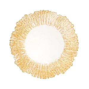 Wholesale Price 13" Clear Reef Rim Elegant Glass Dinner Charger Plates Transparent Wedding Under Plates