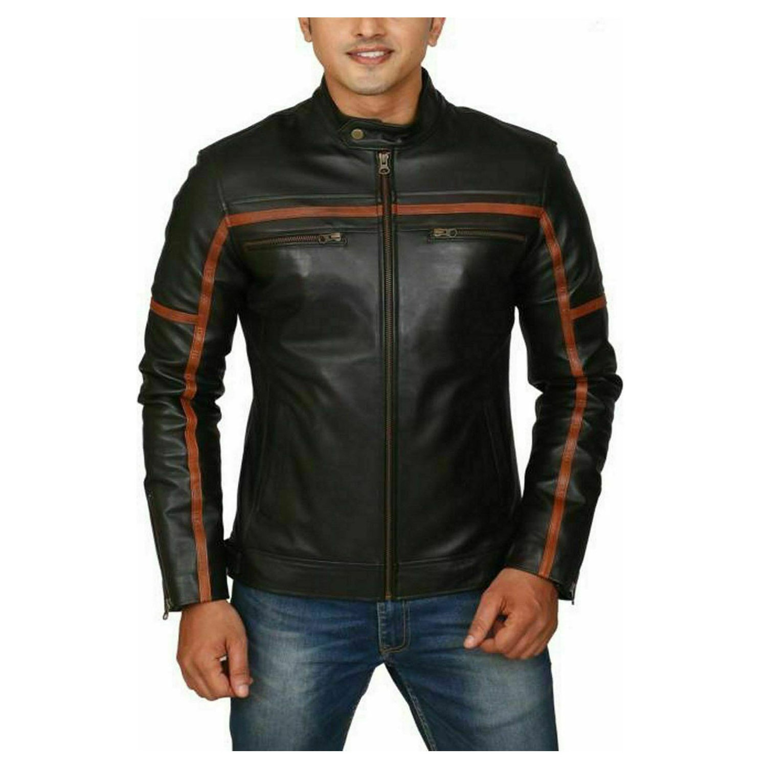 Plain Leather Cowhide Type 10 Year Better Quality High Quality Blank Leather Jacket With Embossed Logo