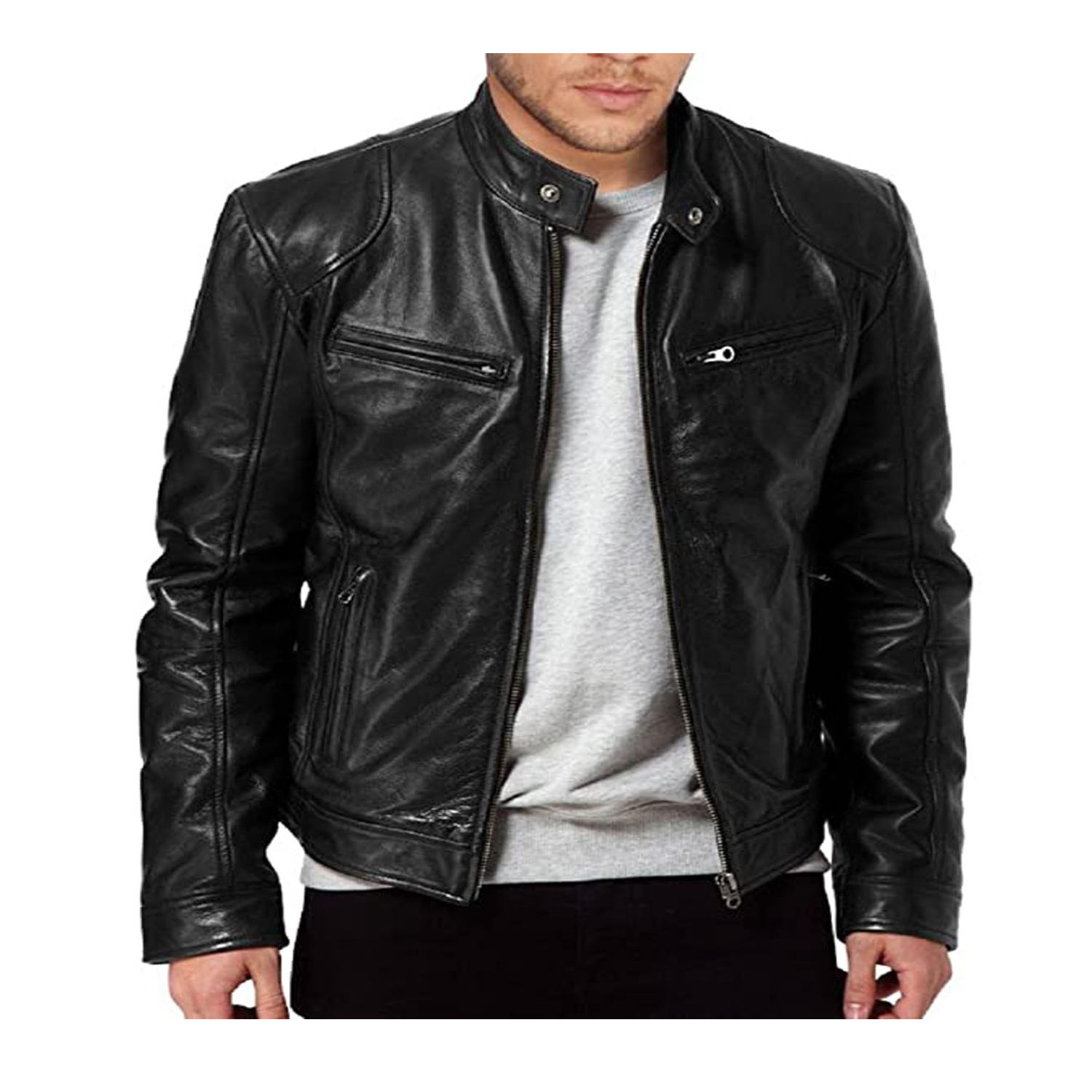 Plain Leather Cowhide Type 10 Year Better Quality High Quality Blank Leather Jacket With Embossed Logo