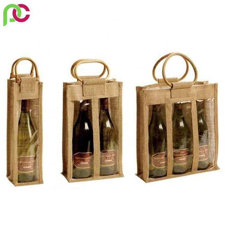 Wholesale Jute Wine Shopping Bags at Cheap Price New Jute Wine Bags Champagne Wine Bottle Covers burlap packaging pouch bag