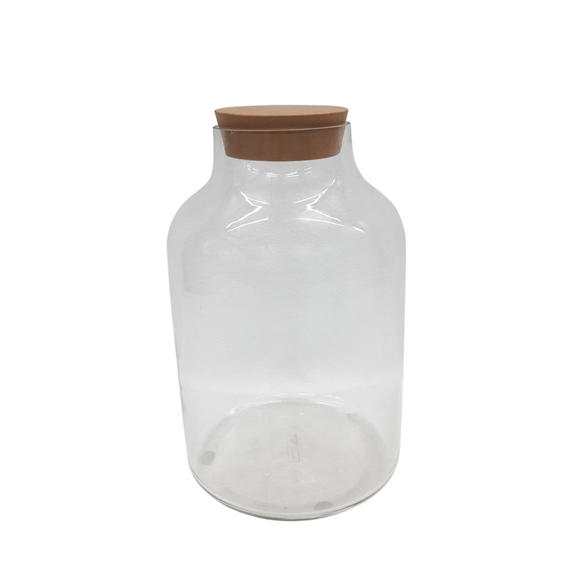 Luxury Decorative Jar Clear Glass Natural Table Top Decoration Glass & Wood Storage Bottles & Jars For Candy  Cookies In Bulk