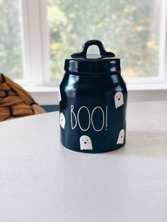 Affordable Iron Jar Boo Design Ghost Printed Black Sticker Enamel Plates Hanging Ornaments Accessories Bulk Hand Crafted