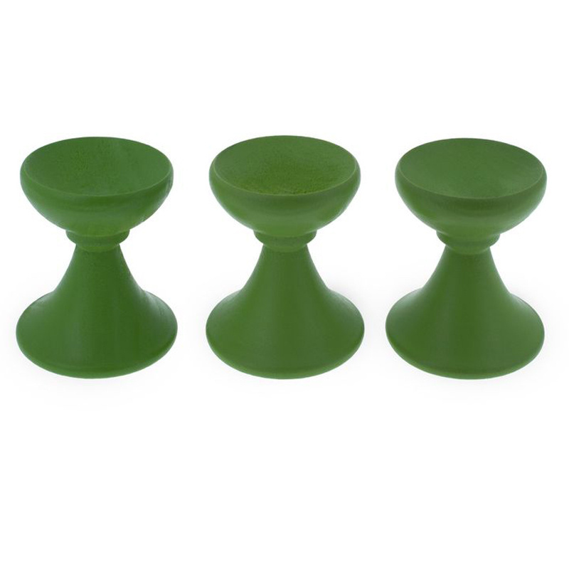 The design of Set of 3 Wooden Egg Stands Lime Green will Highlight and Enhance the Aesthetic of your eggs without Distracting