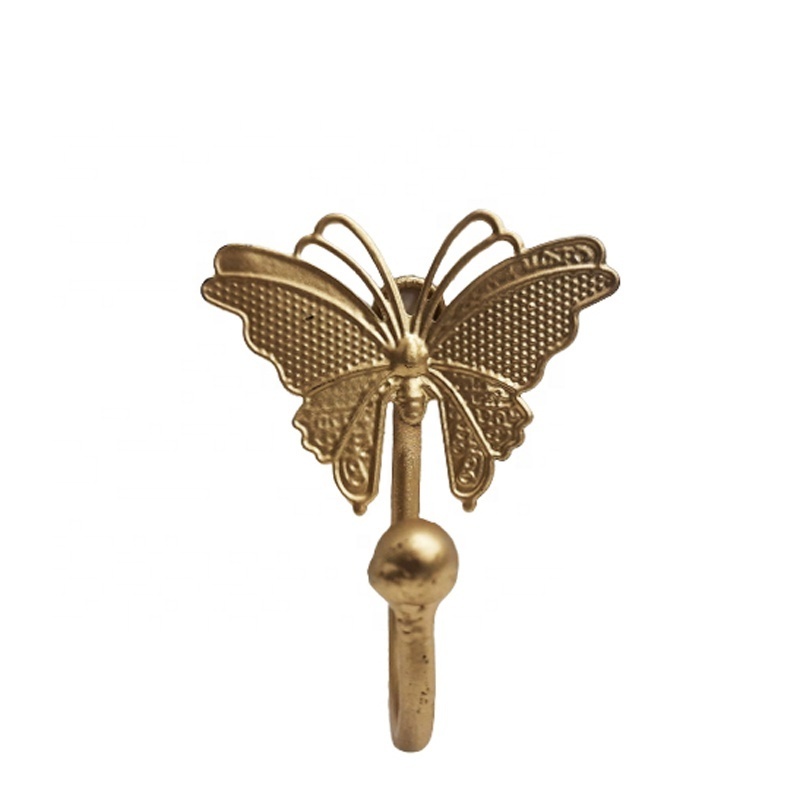 Iron Butterfly Hanger With 1 Hook Gold Colour Luxury Design Wall Organisation Hooks & Rails Customized In Bulk