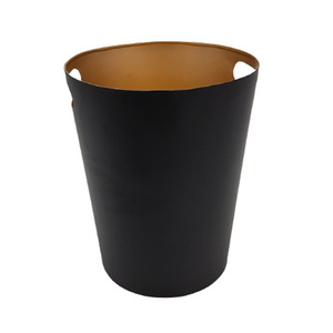 Iron Round Shaped Waste Bin Matt Black & Gold Color Trash Bin For Home & Living Room Decoration