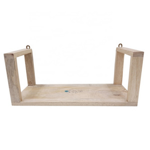 Hot Selling Wooden Rectangle Wall Shelves Natural Colour Shoe Storage Rack Bulk Accessories Craft Man Ship Furniture