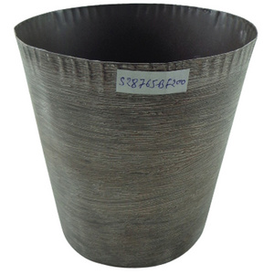 Outdoor Gardening Metal Planter Black Texture With Brown Color Flower Pot For Home Decoration