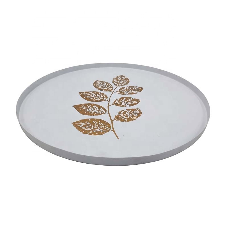 Round Metal Wall Plate Sticker Enamel Flower Sticker Black Dish Serving Table Top Christmas Accessories Hand Made