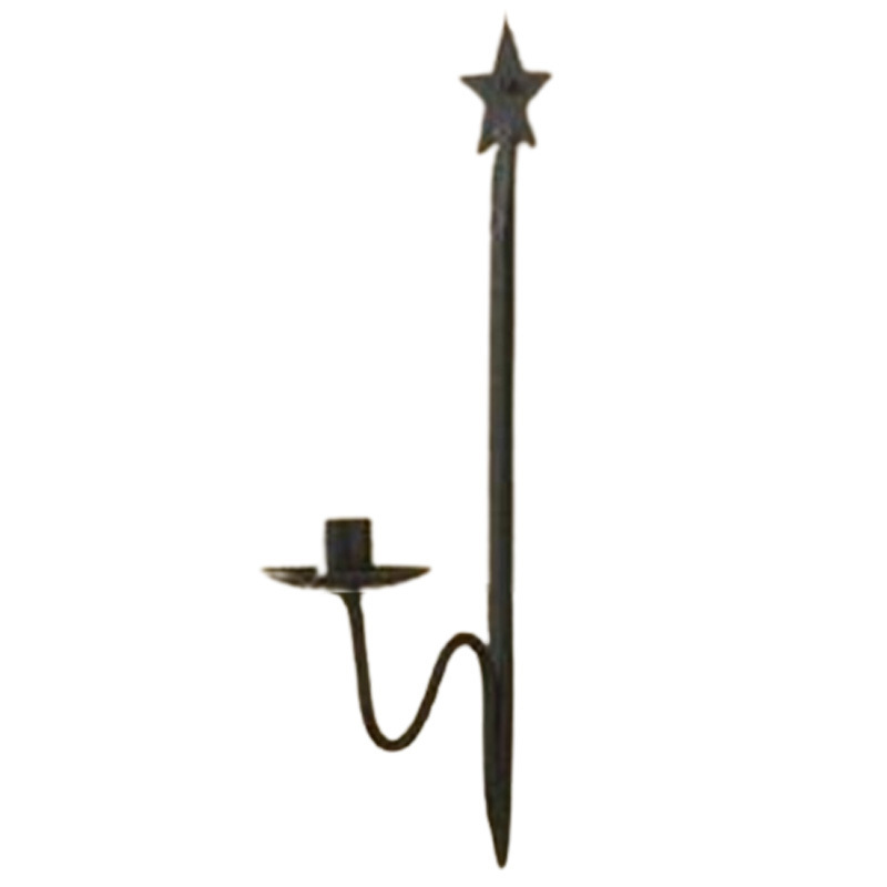 Trending Customize Metal Wall Sconce Candle Holder Black W/O Candle Curved Star on Top Vintage Church Wedding Party Handicrafts