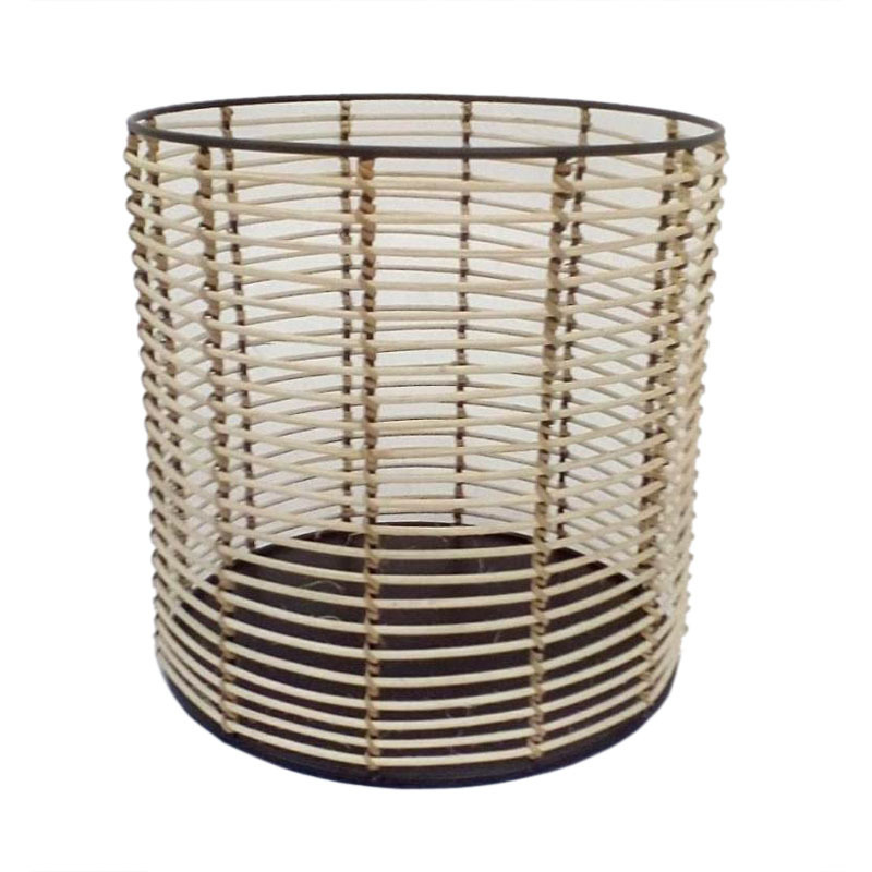 Best Quality Iron & Cane Round Planter Matt Black and Natural Colour Wicker And Sea Grass Planters Garden Flower Pots & Planters