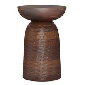 Premium Nordic Round Wooden Side Table Hammered Carved Dot Design Living Bedroom Sofa Patio Bench Metal Abstract Gifts Seat