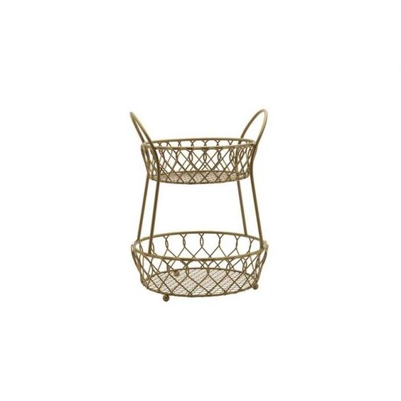 Round Black Powder Coated Vegetables & Fruits 2 Tier metal wire fruit basket assemble high quality basket for kitchen & Mom