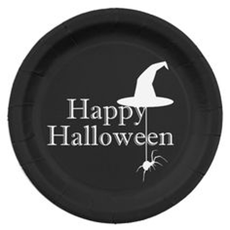 Premium Round Shape Metal Wall Plate Halloween Trick or Treat Brown Black Sticker Accent Interior Living Room