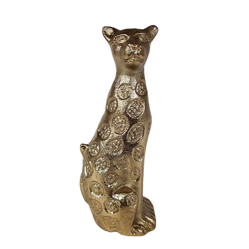 Set Of 2 Aluminum Leopard Gold Colour Modern Design Small Size Decorative Animal For Table Top & Home Decoration