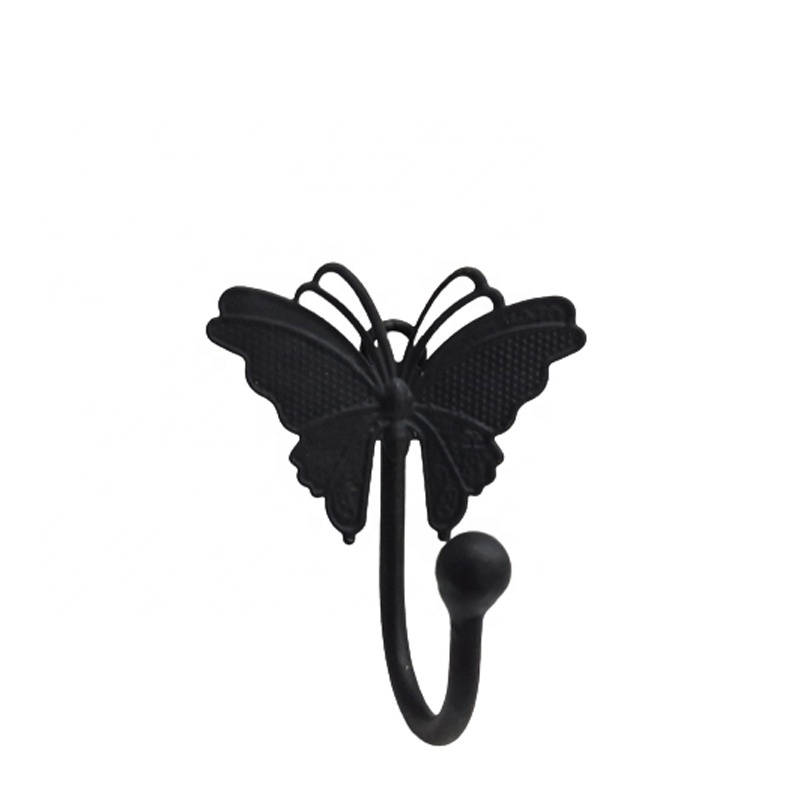 Iron Butterfly Hanger With 1 Hook Dead Matt Black Colour Luxury Design Wall Organisation Hooks & Rails Customized In Bulk