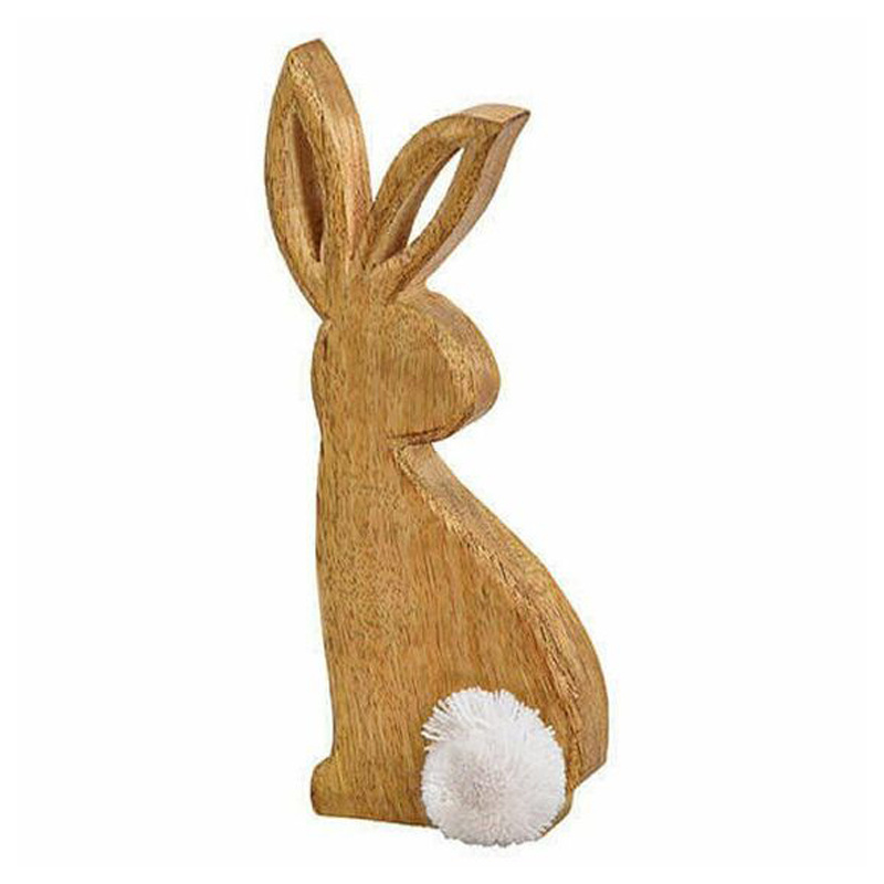 Trending Bunny Rabbit with Base Natural Wood & White Colour Standing Bunny Easter Decor theme Animal Lovers Home Decor Items