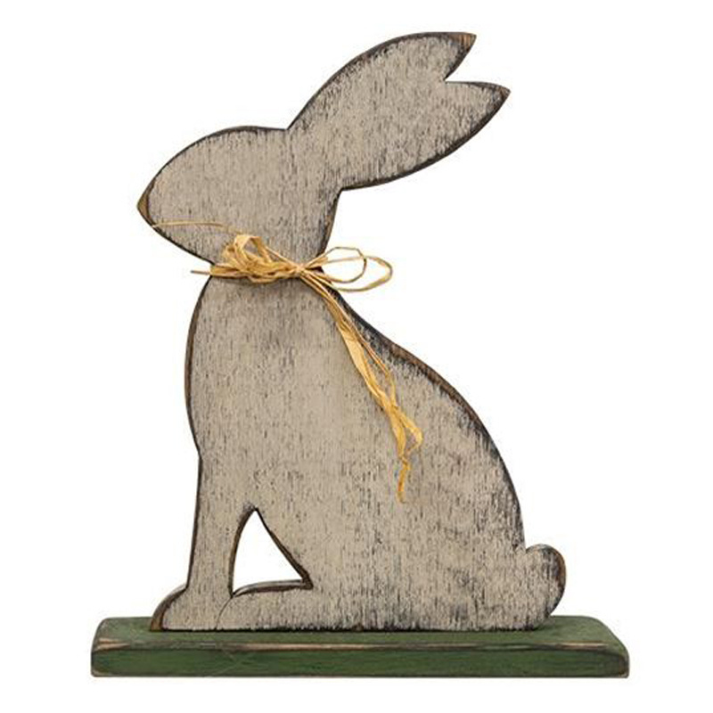 Trending Bunny Rabbit with Base Natural Wood & White Colour Standing Bunny Easter Decor theme Animal Lovers Home Decor Items