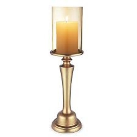 Home Decoration Glass & Wood Candle Holder Red Polish And Clear Glass Candle Pillar Holder & Candle Stand Handmade