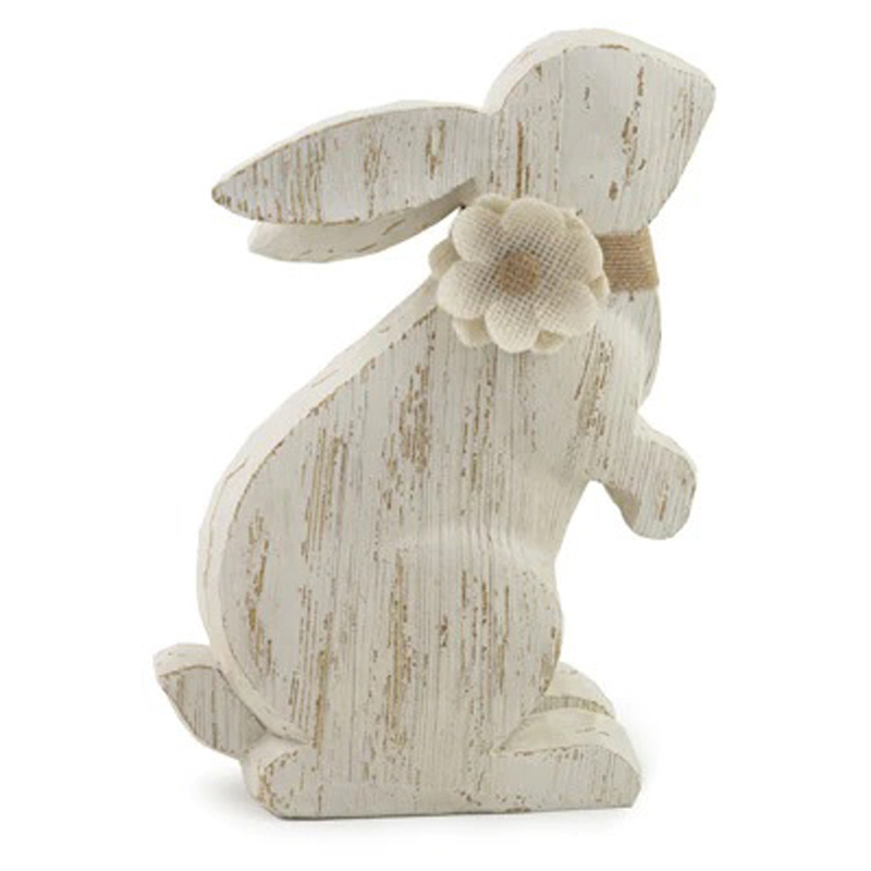 Beautiful and Unique Home Decor Wooden White Wash & Green Base Colour Easter Sculptures Bunny Decorations GIfts Animal Lovers