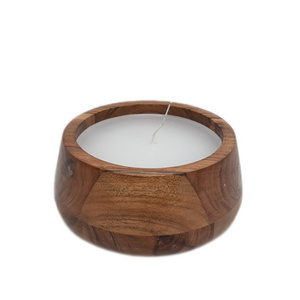 Acacia Wood Round Votive With Wax Natural Colour Modern Design Votive Candles & Home Fragrance For Wedding & Home Decoration