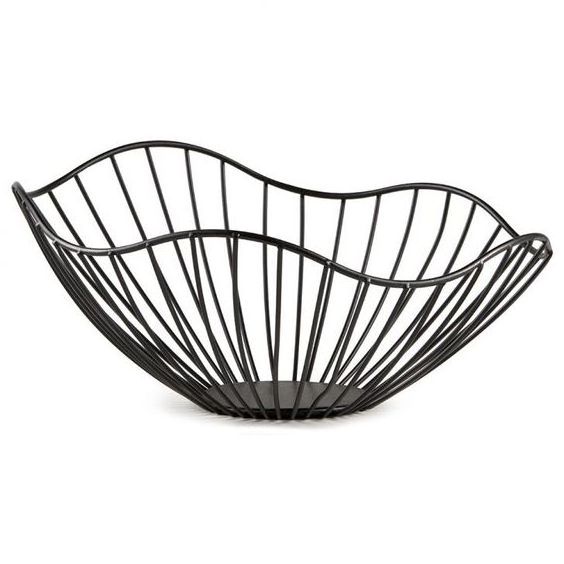 Creative Hot Selling Black Powder Coating Iron Mesh Wire Round Metal Basket Modern Style Fruit Basket Handmade Customized