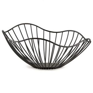 Creative Hot Selling Black Powder Coating Iron Mesh Wire Round Metal Basket Modern Style Fruit Basket Handmade Customized