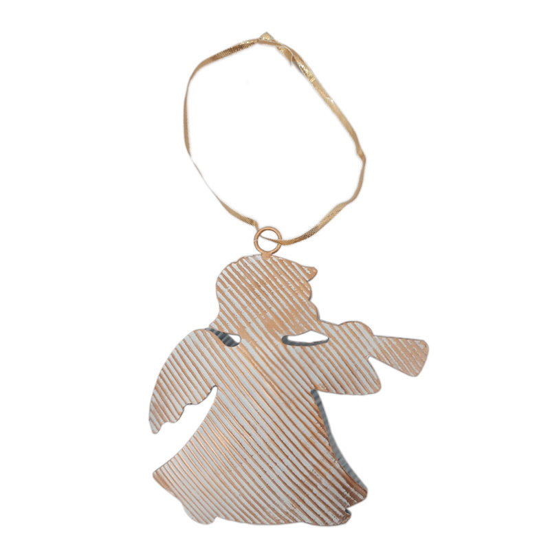 Christmas Decoration White And Gold Colour Iron Hanging Angel Ornament Modern Design Handmade Customized