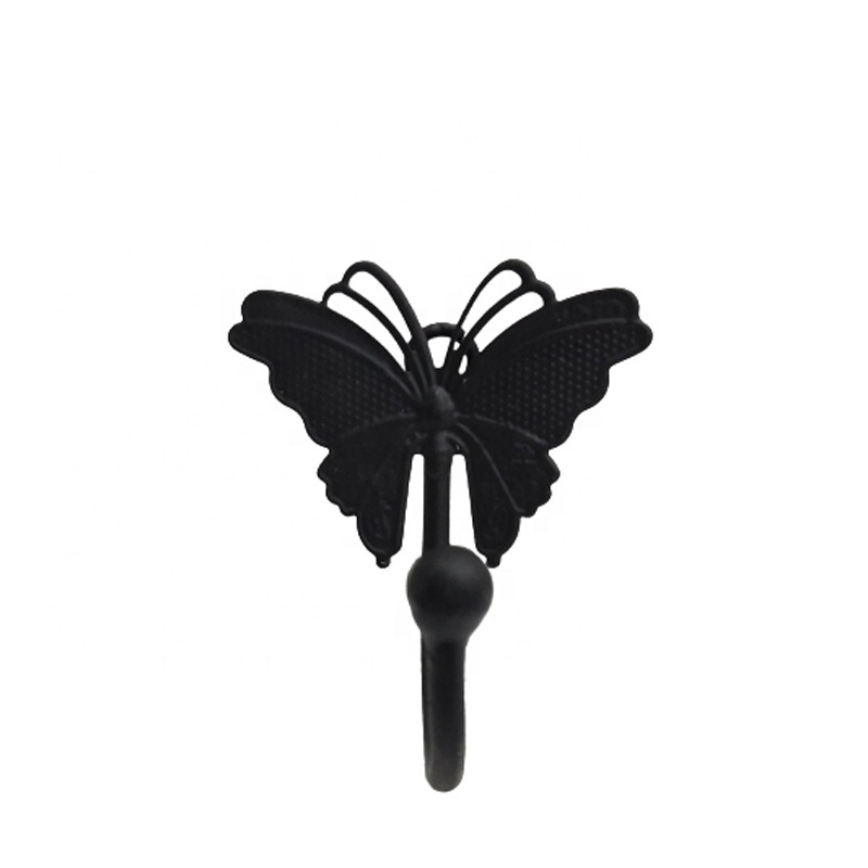 Iron Butterfly Hanger With 1 Hook Dead Matt Black Colour Luxury Design Wall Organisation Hooks & Rails Customized In Bulk