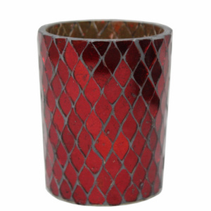 Handmade In Bulk Glass Votive Holder Red Mirror Mosaic Candle Stand For Hotel & Living Room Decoration Handmade