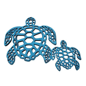 Set Of 2 Aluminum Wall Decorative Turtle Sky Blue Colour Stylish Decorations For Home Wall For Living Room & Bedroom Decoration