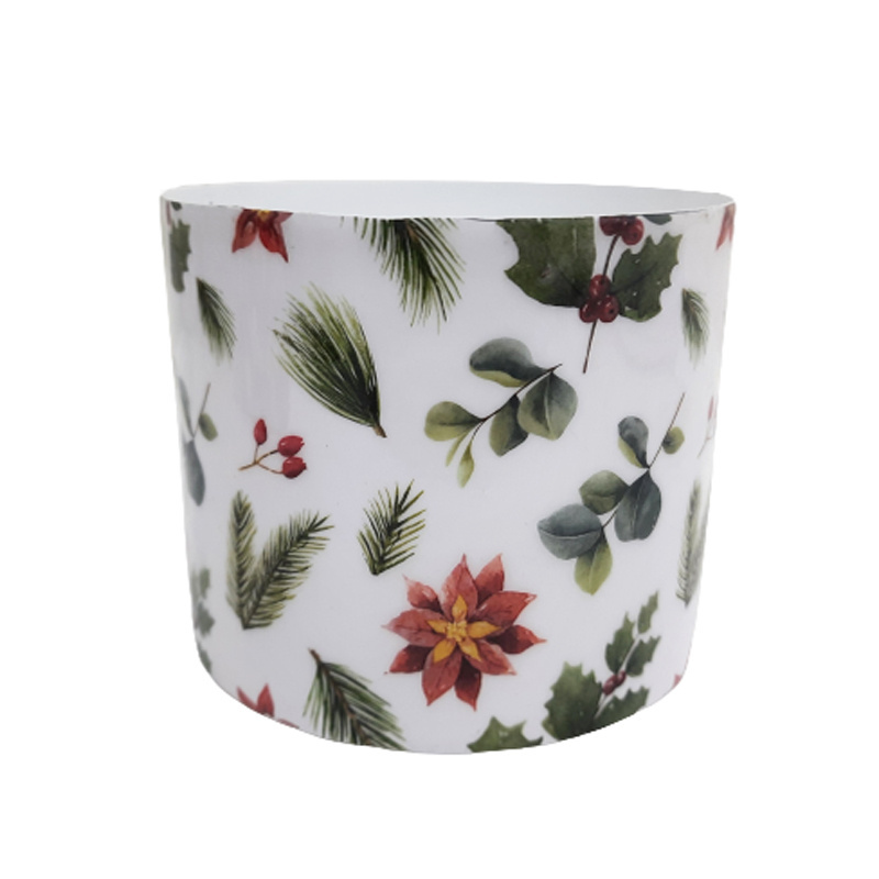 Best Selling Metal Round Pot Sticker Enamel With White Colour Flower Print Wall Pot For Desktop Home Handmade Customized In Bulk