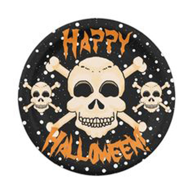 Trending Hanging Round Shape Metal Wall Plate Black Happy Halloween Ghost Pumpkin Sticker Wall Plaque Nightlight Mirrors